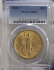 1922 US $20 Saint Gaudens Double Eagle PCGS MS63