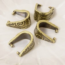 Antique Brass Large Jardin Pendant Pinch Bails 4-Pack Jewelry Connectors