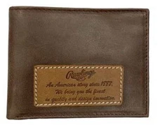 Rawlings American Story Patch Bi-fold Wallet Baseball Genuine Leather Brown