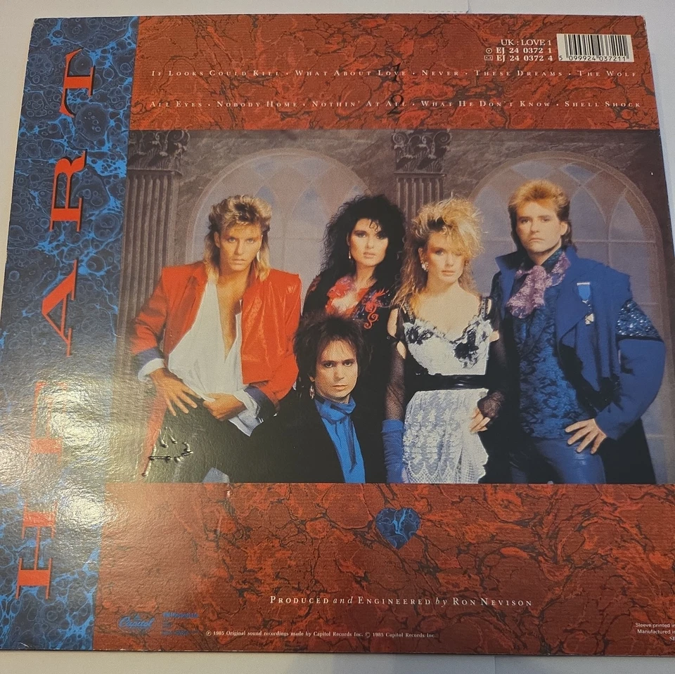 Vg+/Vg+ Heart Self Titled LP 1985 Capitol EJ2403721 12" Vinyl Record Album Rock - Image 2 of 4