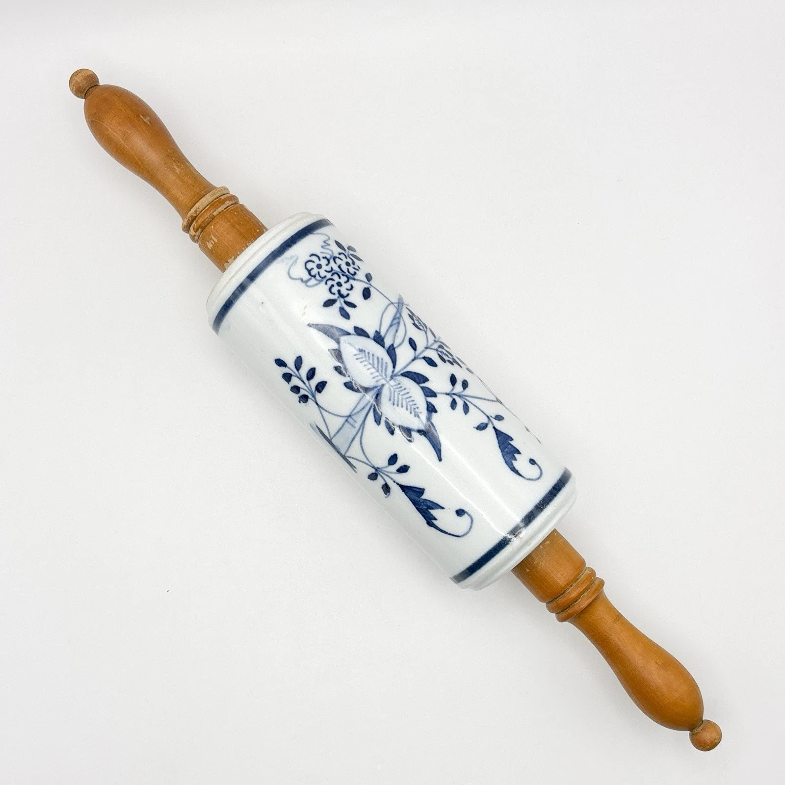 Rolling Pin Blue Onion Ceramic Floral Blue White Wood Handle
Opens in a new window or tab