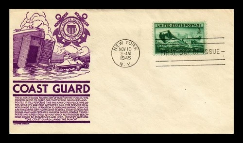US COVER FIRST DAY OF ISSUE NAVY COAST GUARD 3C POSTAGE NEW YORK 1945