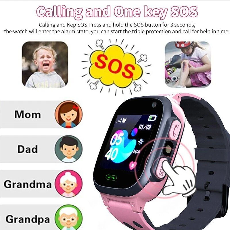 Montre connectée GPS pour enfants rose