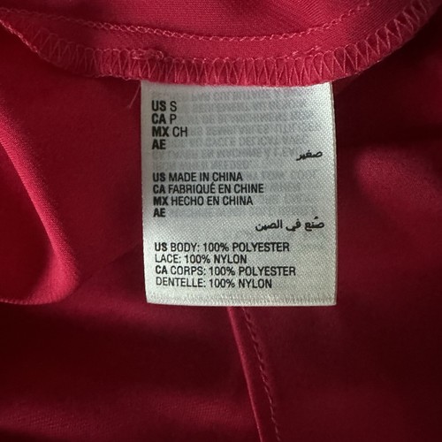 Satin Nightgown Short Chemise Size S V-Neck Lace Trim Magenta Fuchsia Pink INC - Bild 10 von 11