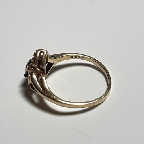 VTG Yellow & Rose Gold 10K Peridot & Diamond Floral Leaf Ring Size 4.75 - Picture 4 of 5