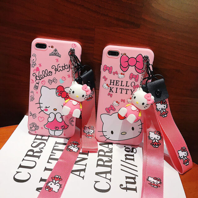 Cute Hello  Kitty  Strap Doll Soft TPU Case Cover for iPhone  