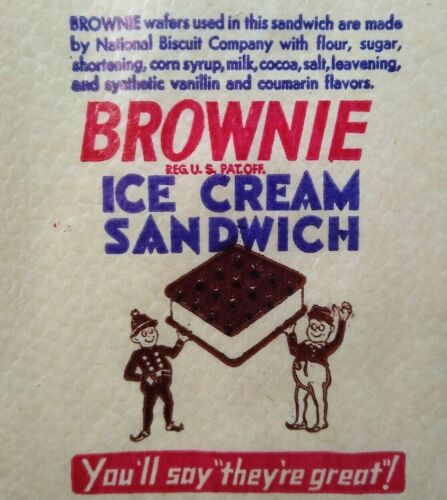 Emballage sandwich crème glacée brownie Palmer Cox sac laitier vintage années 1930 original - Photo 1/7