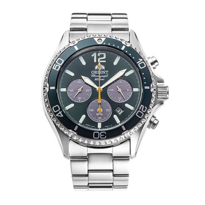 ORIENT Mako Chronograph RN-TX0204E Green Sapphire Crystal Men's Watch New in Box
