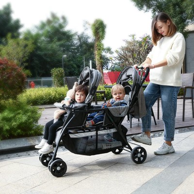 Geschwisterwagen Zwillingswagen Babywagen Kinderwagen Baby Buggy Zwillingsbuggy