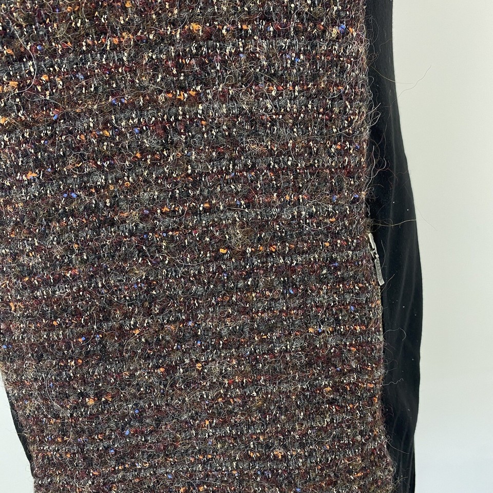 Jigsaw Shift Dress Tweed Front Panel Wool Alpaca Zip Pockets Sz 12 UK