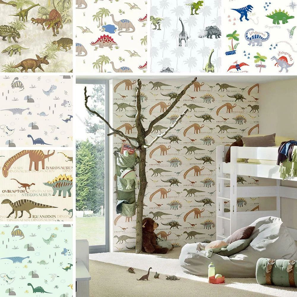 Dinosaur Wallpaper Dino Kids Boys Girls Bedroom Jungle Tropical