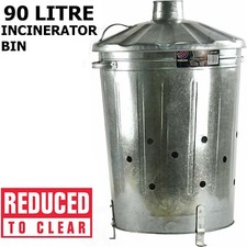 Galvanised Metal Incinerators Garden Waste Wood Fire Bin Burner 90L