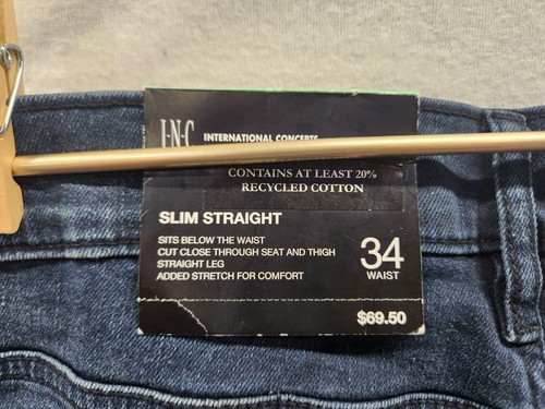 INC International Concepts Men's 34x31 Slim Straight Jeans Dark Distressed ~ NWT - Picture 9 of 13