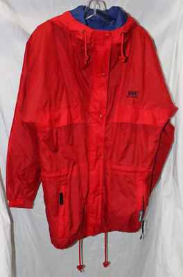 HELLY HANSON RAINCOAT JACKET RED HOODED  Men's  small