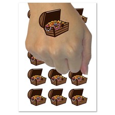 Open Treasure Chest with Gold Pirate Booty Temporary Tattoo Water Resistant Set