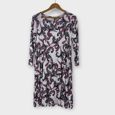 Hourglass Lilly Women s Size Small Medium White Paisley Print Casual Dress New