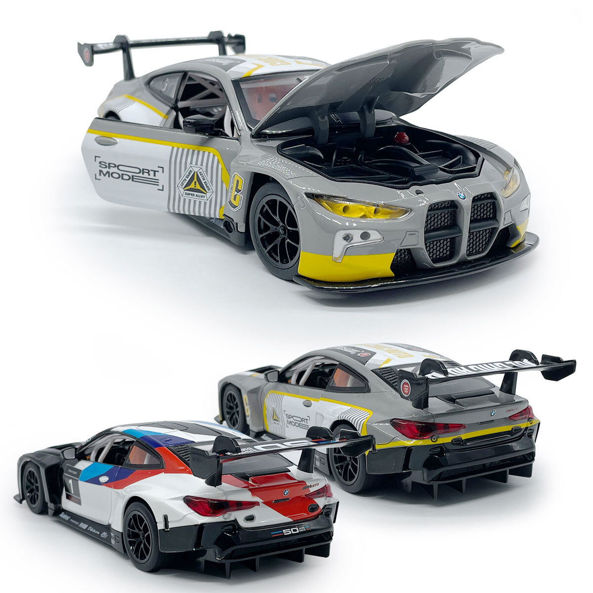 1/24 2022 BMW M4 GT3 Model Toy Car Diecast Toy Vehicle Metal Alloy Toys for Kids