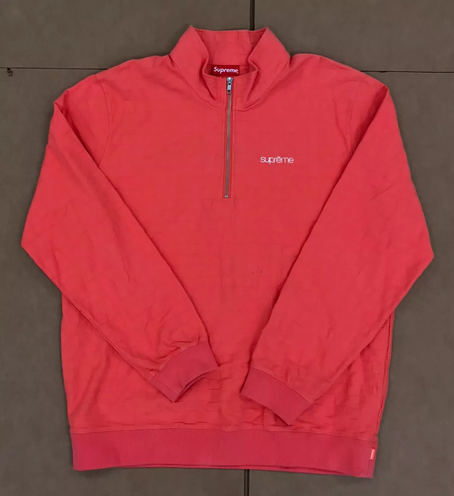 PULL SUPREME DEMI ZIP CORAIL BLANC TAILLE XL (#35