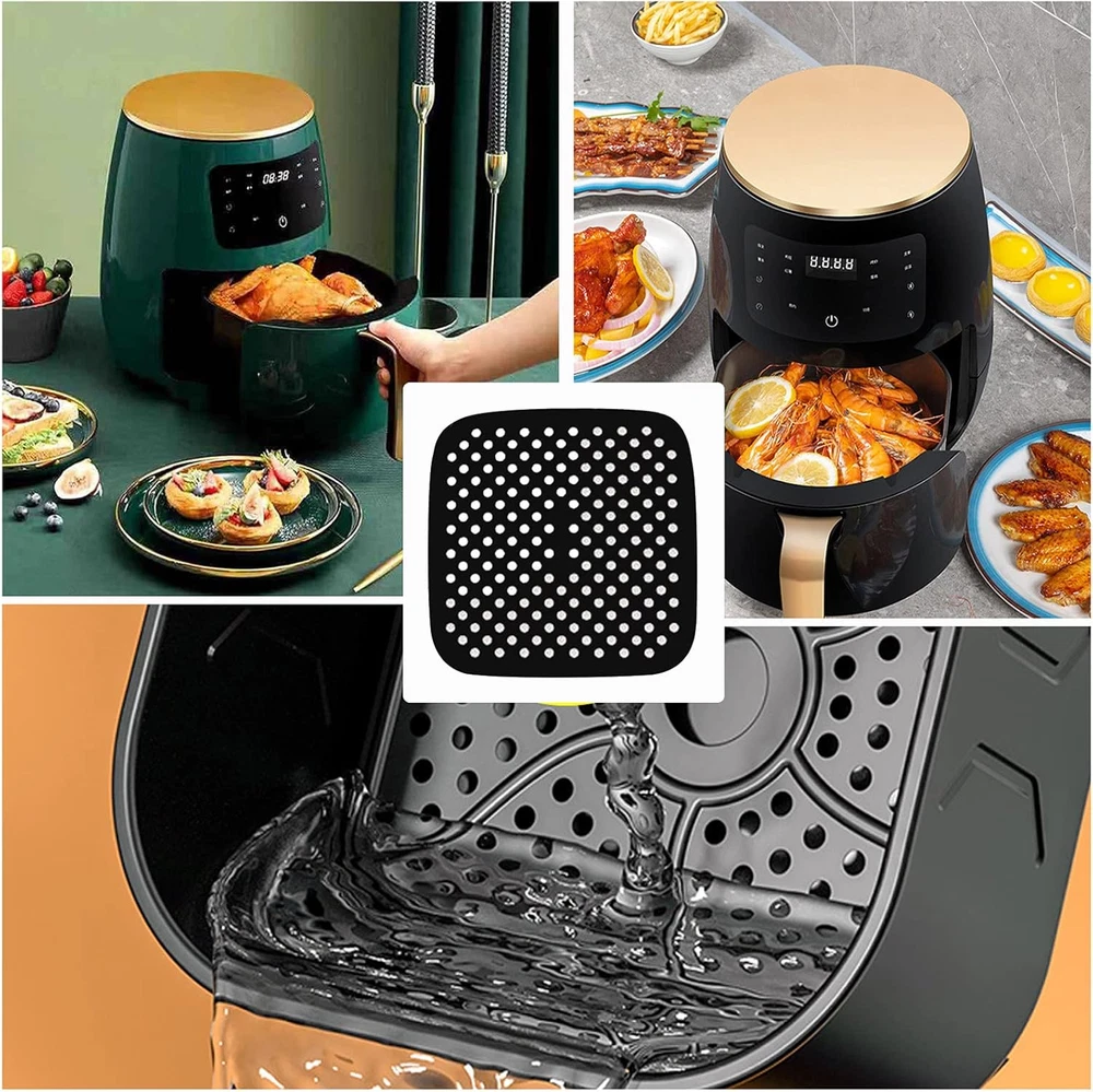 Air Fryer Silicone Liners,2 Pack 8.5 Inch Reusable Food-Grade Silicone Mat, Non-