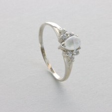 Drop Rainbow MOONSTONE Ring with 6 CZs Multiple Sizes 925 STERLING SILVER 1e