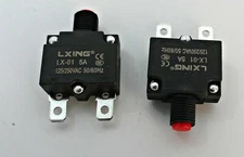 5 Amp Circuit Breakers (2)  12/250v Push Button Manual Reset with nuts US seller