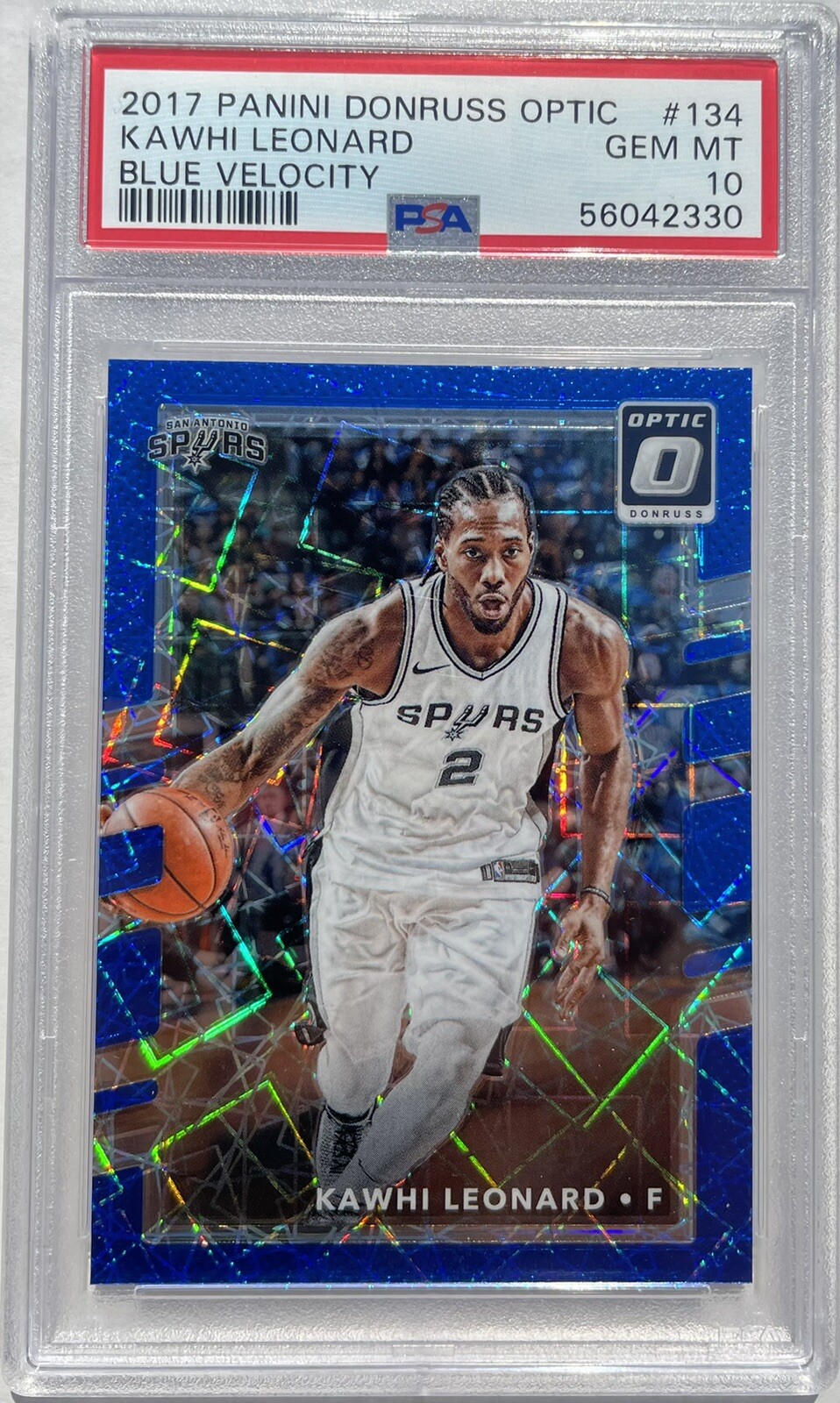 Kawhi Leonard 2017 Panini Donruss Optic Blue Velocity #134 PSA 10