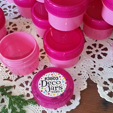 20 Cosmetic Jars Plastic PINK  Containers Screw Lids Reusable  3803 DecoJars USA