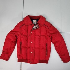 Vintage 1st Down Goose Women S Red Quilted Plaid Trim Puffer Bomber Jacket Usa