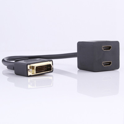 DVI-D Display-Stecker auf zwei 2 HDMI Dual-Buchsen Y-Splitter-Adapterkabel