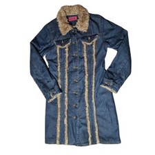 Zoe Denim Fur Lined Coat Y2k 90s Vintage