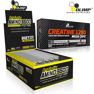 Anabole Aminosäuren 5500 + Kreatin Monohydrat 60/180 Kappen BCAA Muskelwachstum