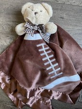 Bearington Baby Football Bear Security Blanket Lovey Plush Brown