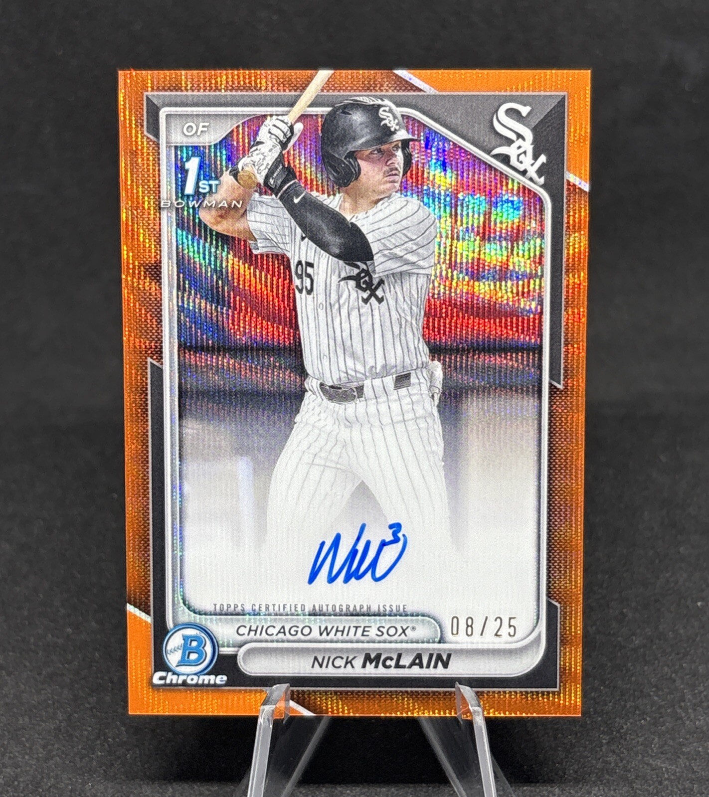2024 Bowman Draft Nick Mclain Chrome 1st Auto Orange Wave Refractor /25 WhiteSox