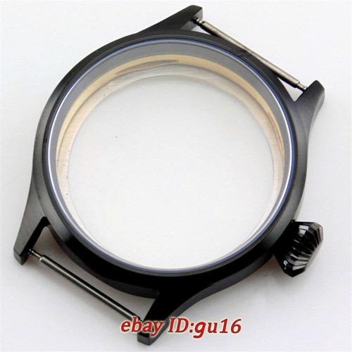 Cassa orologio PVD nero vetro zaffiro 43 mm adatta per movimento ETA 6497/6498,ST36 P214 - Foto 1 di 4