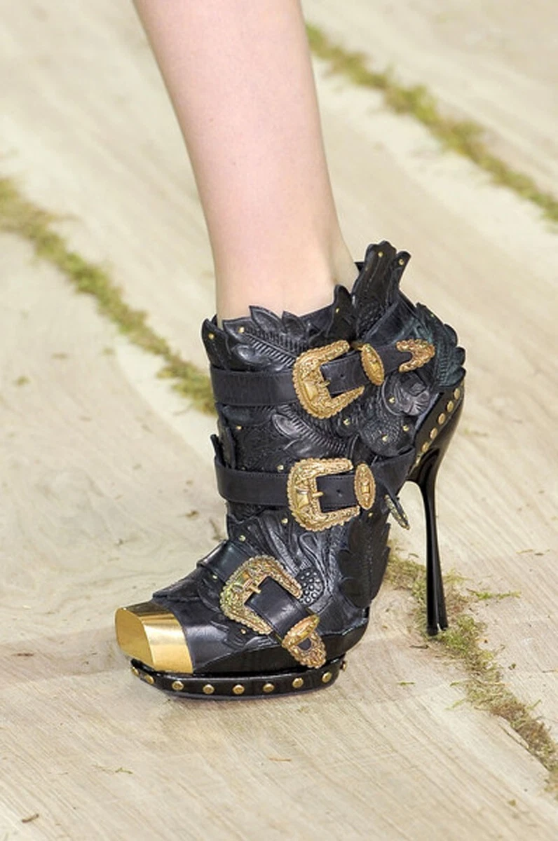 Alexander mcqueen embellished cheap leather ankle boots