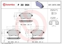 Brembo P 30 064 Bremsbelagsatz, Scheibenbremse FüR KIA