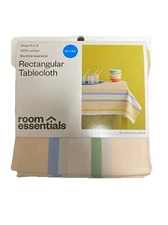 New Stripped Oblong 60"x84" Essential Home Table Cloth