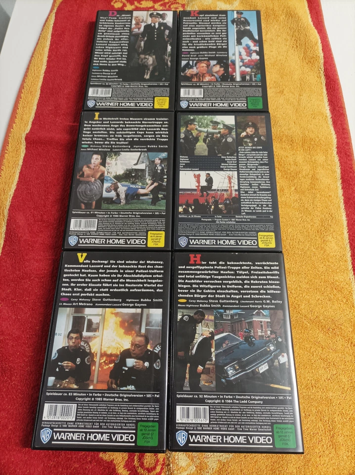 vhs kassetten police academy 1-6 warner home kleine box steve guttenberg buba s. - Bild 3 von 4