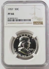 1957 USA PROOF FRANKLIN HALF DOLLAR 50C COIN NGC PF 66