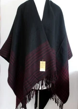 Poncho Women's Burgundy Black 68"