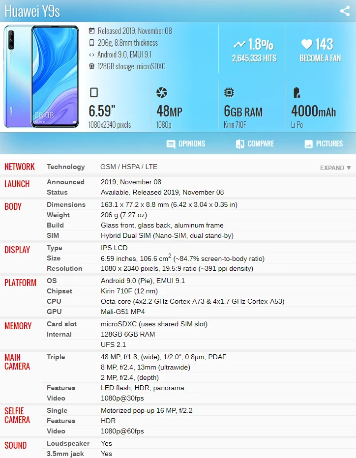 Digitalizador de pantalla táctil LCD de 6,59" para Huawei Y9s STK-L21 STK-LX3 STK-L22 Foto 4 de 4