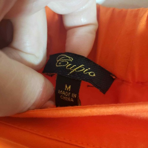 Cupio Orange Off Shoulder Top Fall Sz M Flare Ruffle Slerve Halloween - Picture 7 of 8