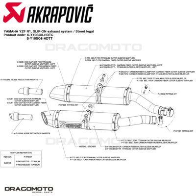 YAMAHA YZF-R1 2007-2008 Exhaust AKRAPOVIC Carbon S-Y10SO8-HDTC | eBay