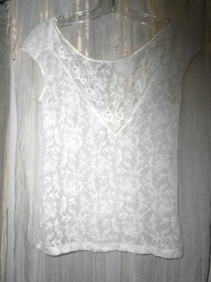 Gaviota Off White Cammy Teddy Cap Sleeveless V-neck Top Large