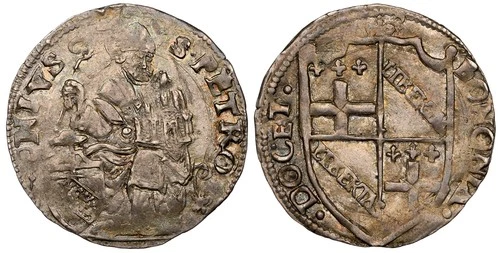 ITALIAN ST. Papal States. (1500-1600) ND AR Carlino. NGC MS63. Berman 762