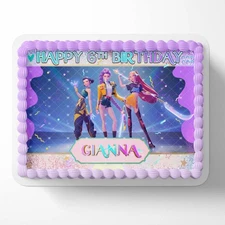 Kpop Girl Demon Hunters Band Edible Cake Topper Party Decoration Edible Image