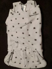 HALO SleepSack Swaddle Newborn Fleece White Gray Stars
