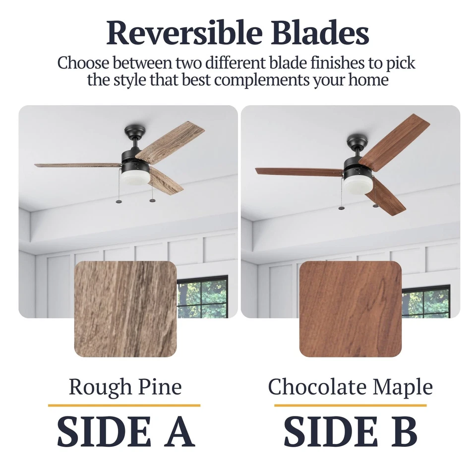 Reston 48 Inch Modern Farmhouse LED Ceiling Fan with Light Pull Chain Dual Mo... - Image 4 of 4