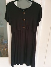 Shein Size M Black Dress Button Detail Short Sleeves Perfect For Breastfeeding
