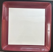 Pampered Chef - Set of 2 Medium Square Plates with Cranberry Accent (# 2025)